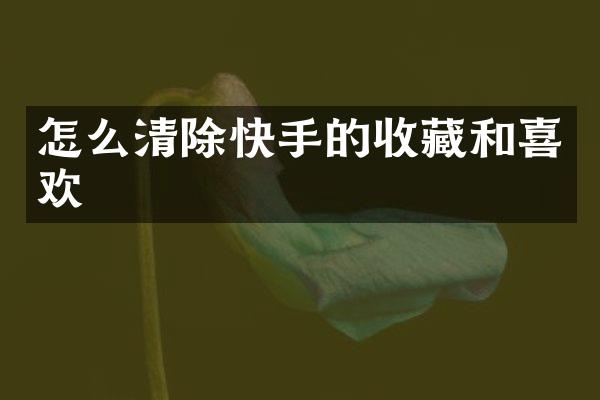 怎么清除快手的收藏和喜欢