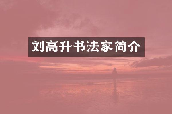 刘高升书法家简介