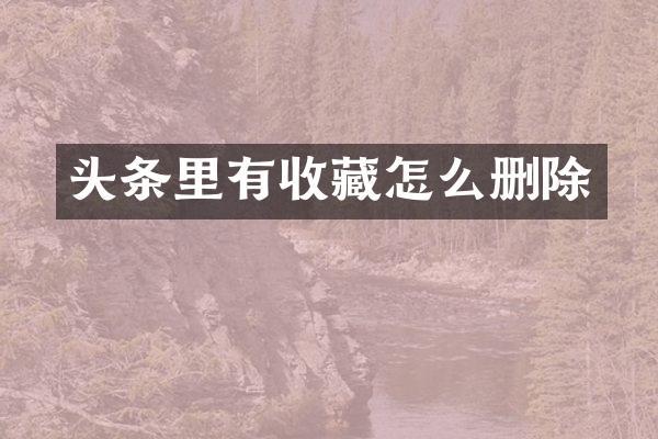 头条里有收藏怎么删除