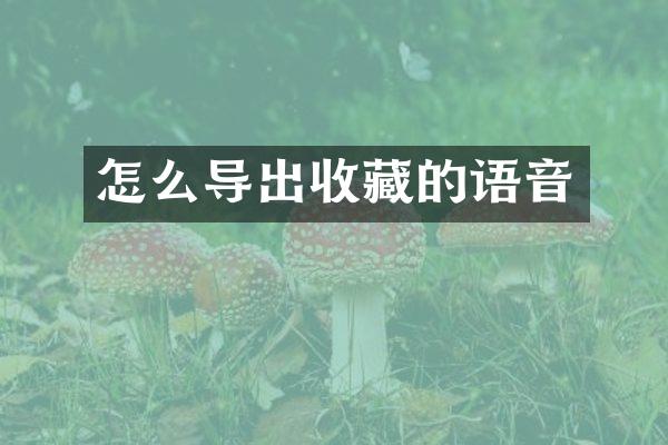 怎么导出收藏的语音