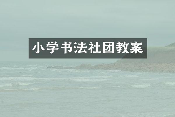 小学书法社团教案