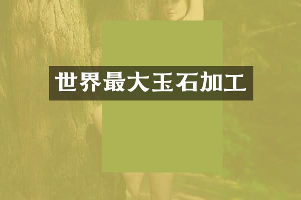 世界最大玉石加工