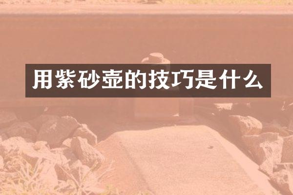 用紫砂壶的技巧是什么