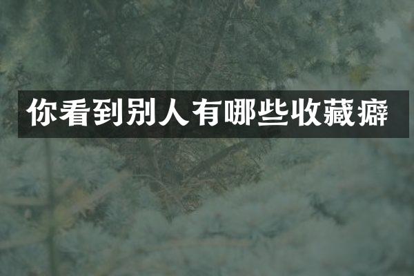 你看到别人有哪些收藏癖