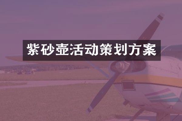 紫砂壶活动策划方案
