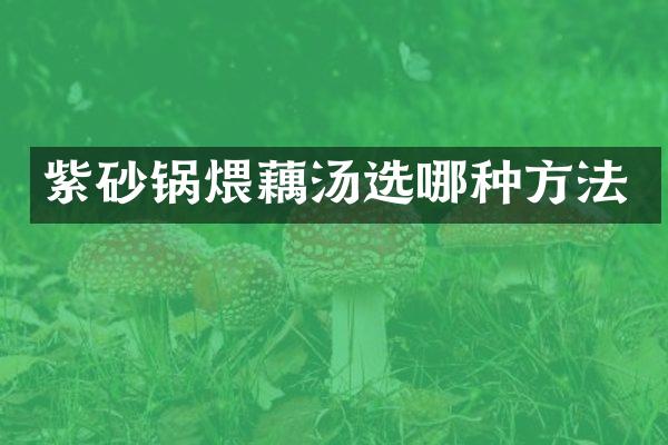 紫砂锅煨藕汤选哪种方法