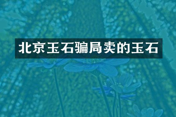 北京玉石骗局卖的玉石