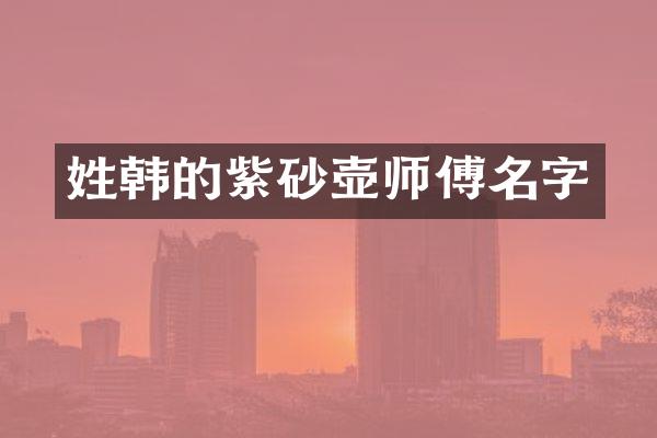 姓韩的紫砂壶师傅名字