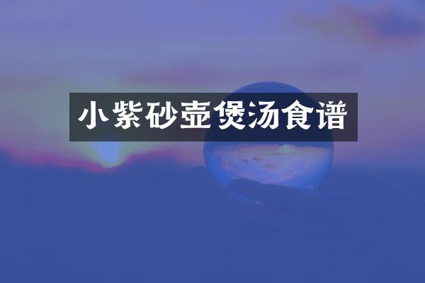 小紫砂壶煲汤食谱