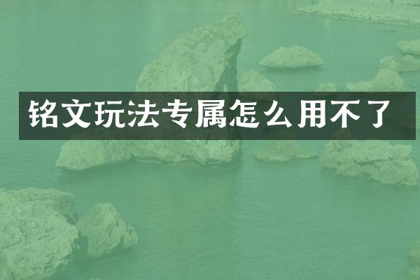 铭文玩法专属怎么用不了