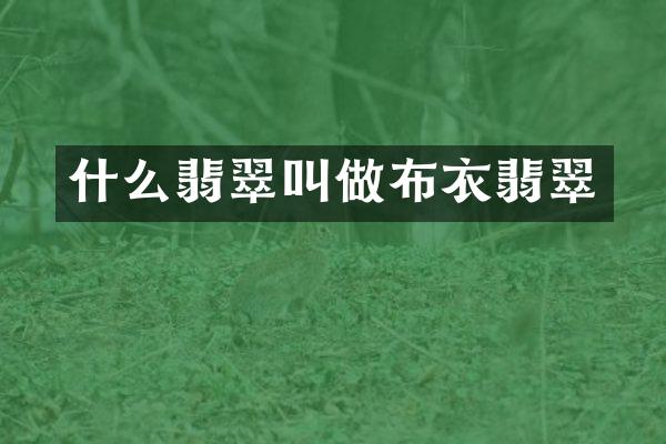 什么翡翠叫做布衣翡翠