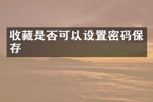 收藏是否可以设置密码保存