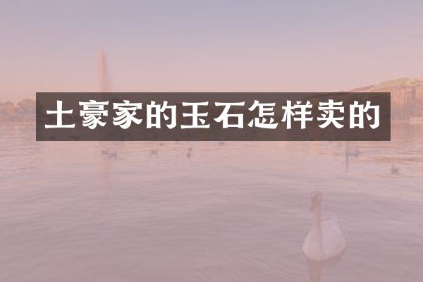 土豪家的玉石怎样卖的
