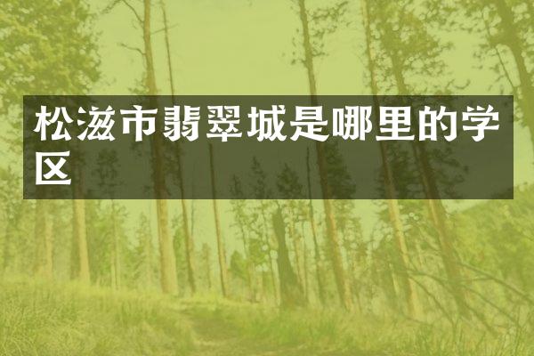 松滋市翡翠城是哪里的学区