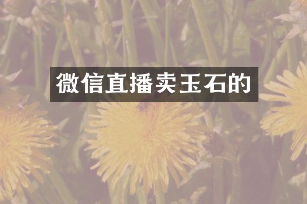 微信直播卖玉石的
