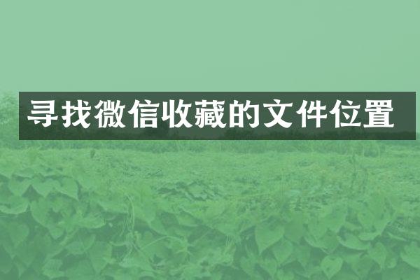 寻找微信收藏的文件位置