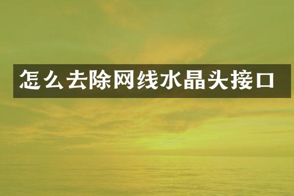 怎么去除网线水晶头接口