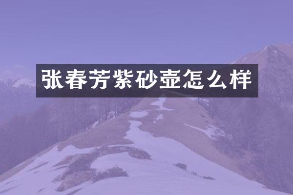 张春芳紫砂壶怎么样