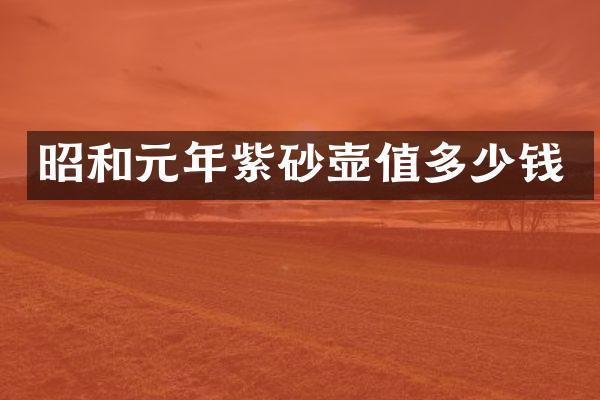 昭和元年紫砂壶值多少钱