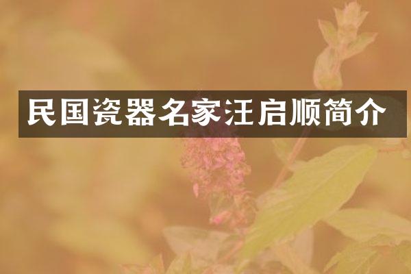 民国瓷器名家汪启顺简介