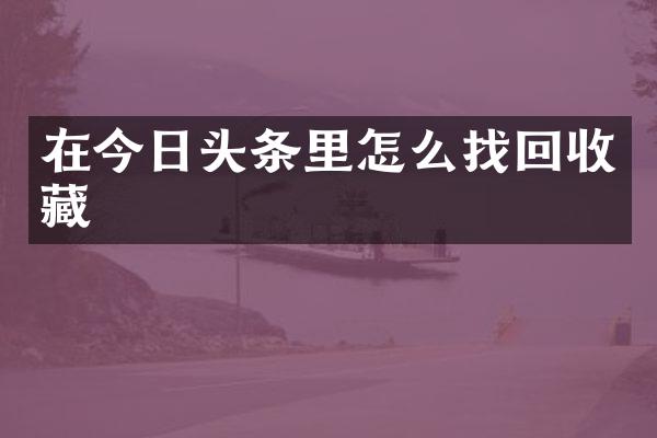 在今日头条里怎么找回收藏