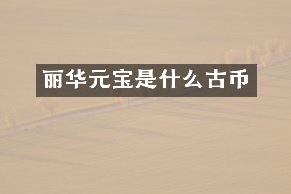 丽华元宝是什么古币