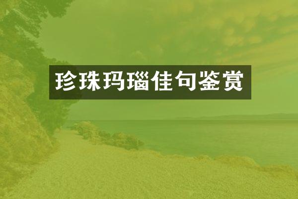 珍珠玛瑙佳句鉴赏