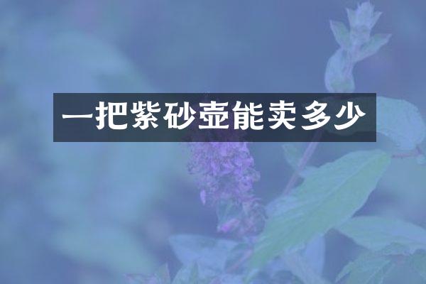 一把紫砂壶能卖多少