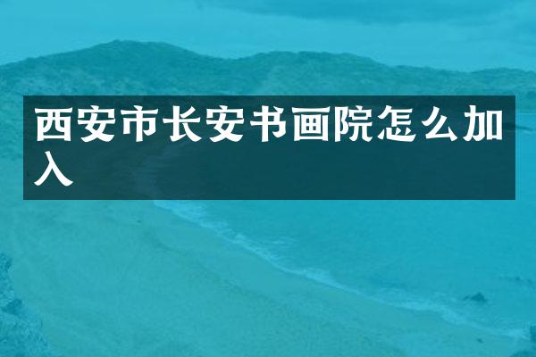 西安市长安书画院怎么加入