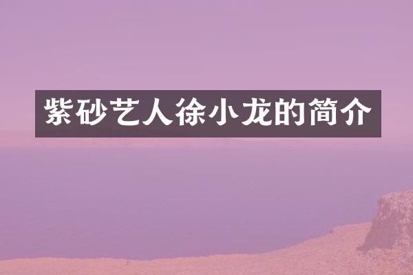 紫砂艺人徐小龙的简介