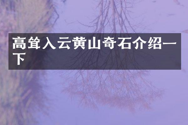 高耸入云黄山奇石介绍一下