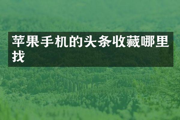 苹果手机的头条收藏哪里找