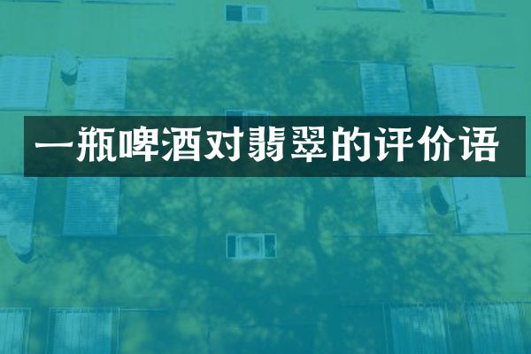 一瓶啤酒对翡翠的评价语