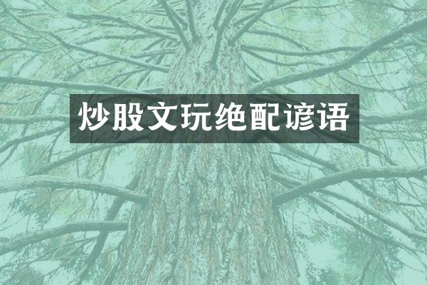 炒股文玩绝配谚语