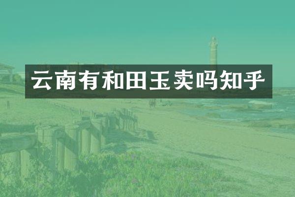云南有和田玉卖吗知乎