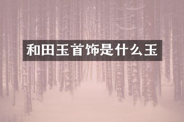 和田玉首饰是什么玉
