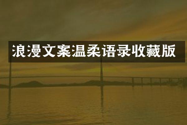 浪漫文案温柔语录收藏版