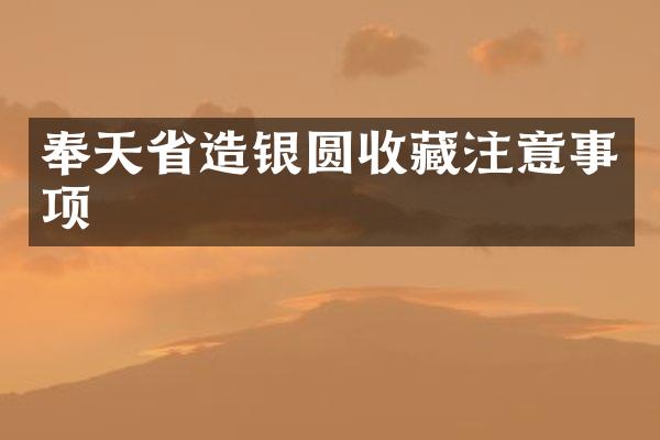 奉天省造银圆收藏注意事项
