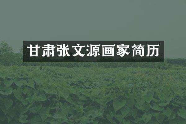 甘肃张文源画家简历