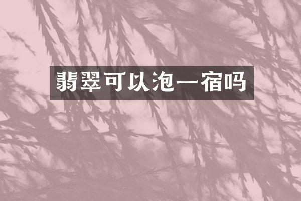 翡翠可以泡一宿吗