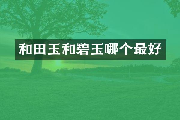 和田玉和碧玉哪个最好