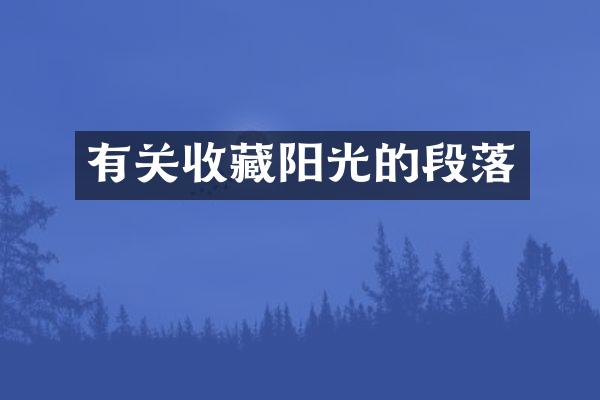 有关收藏阳光的段落