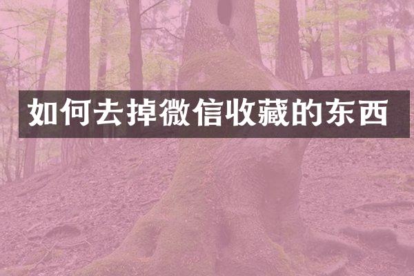 如何去掉微信收藏的东西