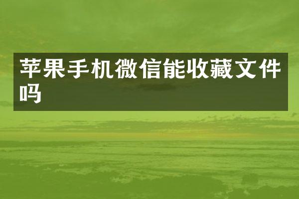 苹果手机微信能收藏文件吗