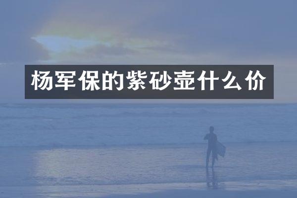 杨军保的紫砂壶什么价