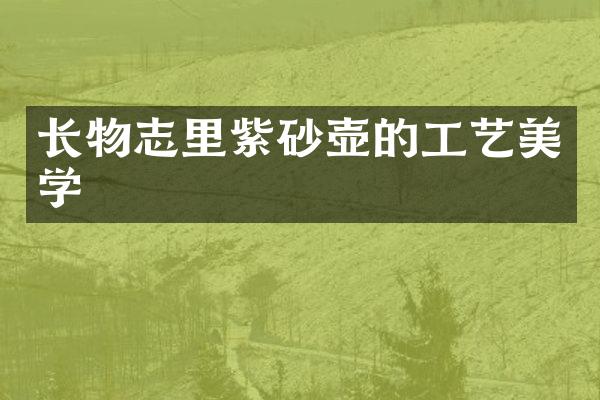 长物志里紫砂壶的工艺美学