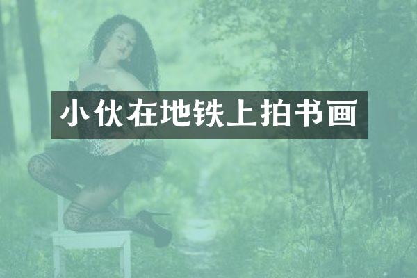 小伙在地铁上拍书画