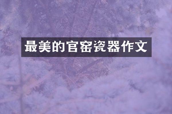 最美的官窑瓷器作文