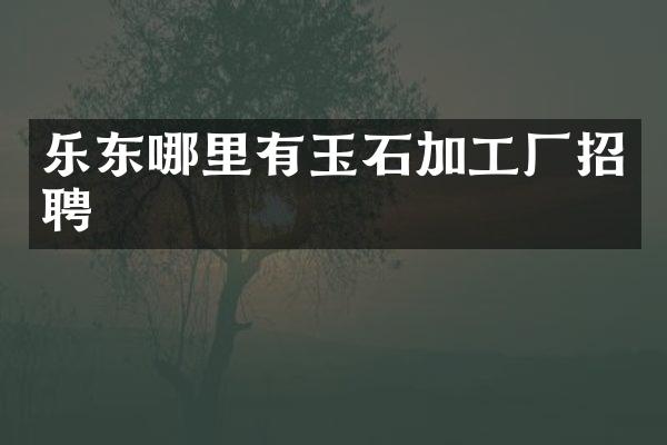 乐东哪里有玉石加工厂招聘