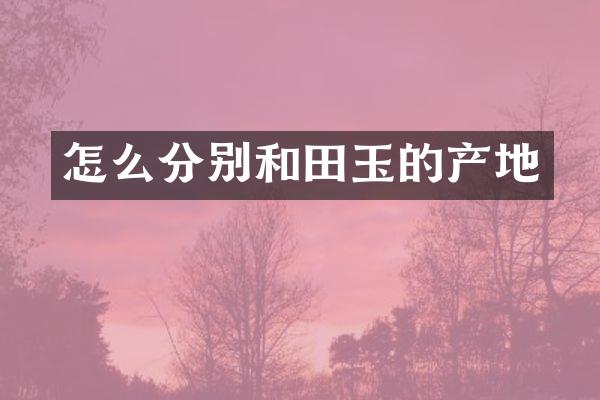 怎么分别和田玉的产地